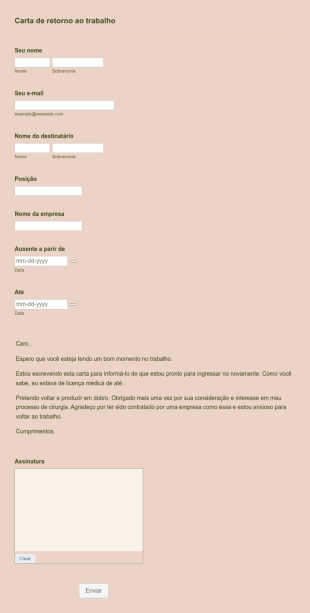Carta De Retorno Ao Trabalho