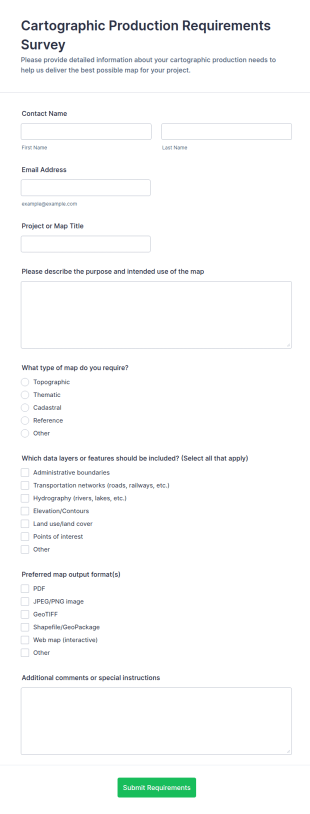Cartographic Production Requirements Survey Form Template