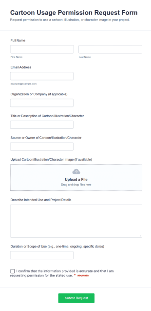 Cartoon Usage Permission Request Form Template