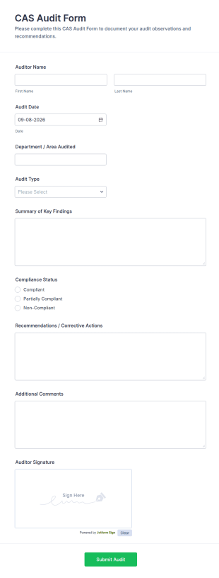 CAS Audit Form Template