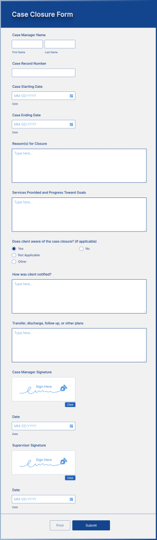 Case Closure Form Template
