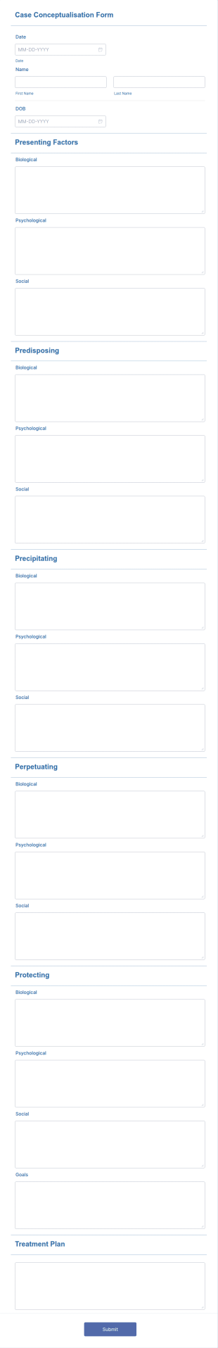 Case Conceptualisation Form Template