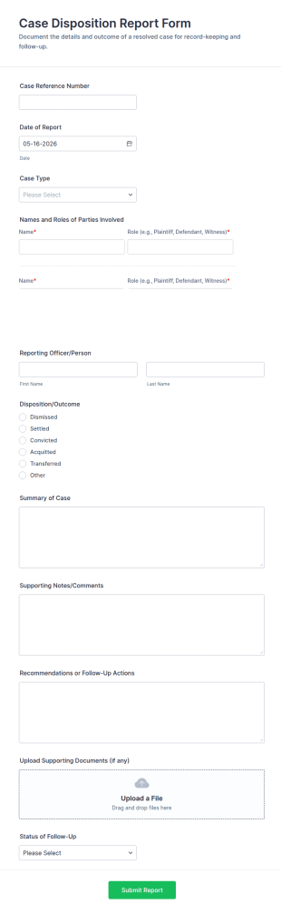 Case Disposition Report Form Template