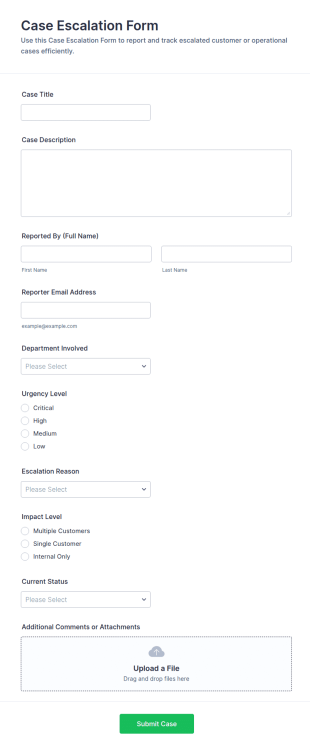 Case Escalation Form Template