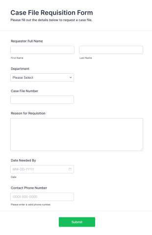 Case File Requisition Form Template