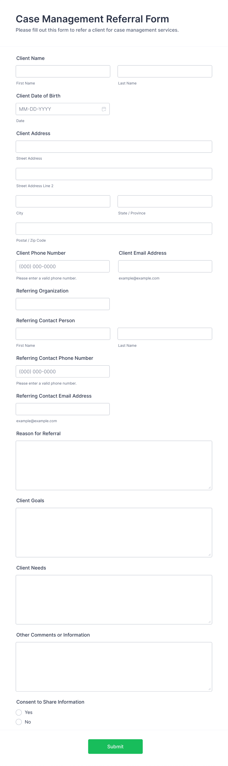 Case Management Referral Form Template | Jotform