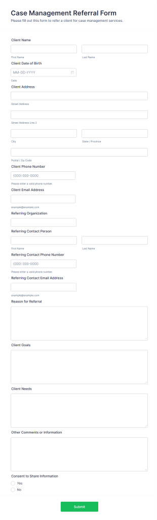 Case Management Referral Form Template
