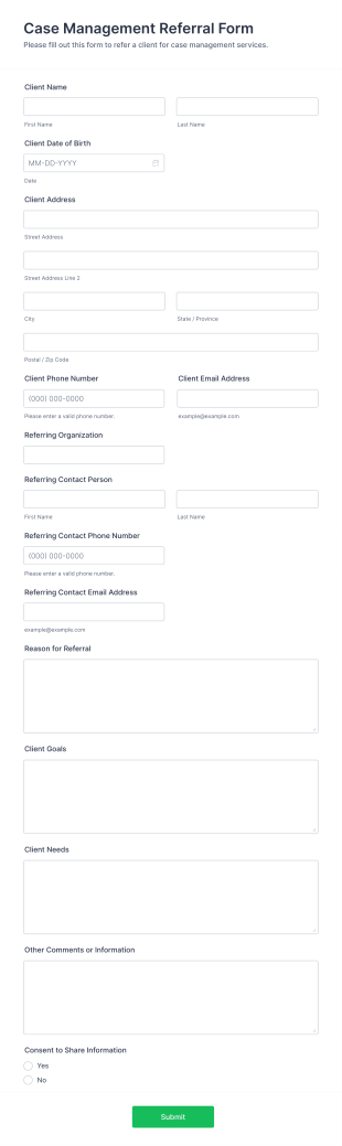 Case Management Referral Form Template
