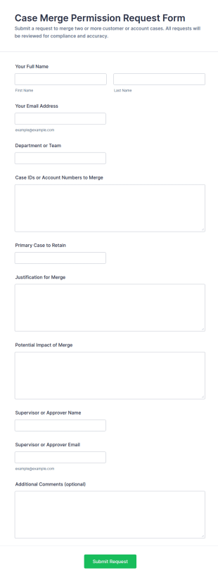 Case Merge Permission Request Form Template