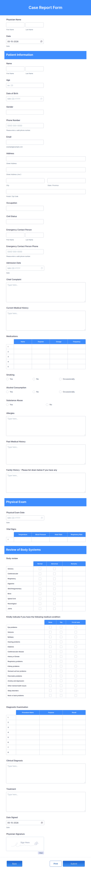 Case Report Form Template