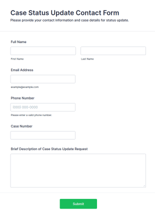 Case Status Update Contact Form Template