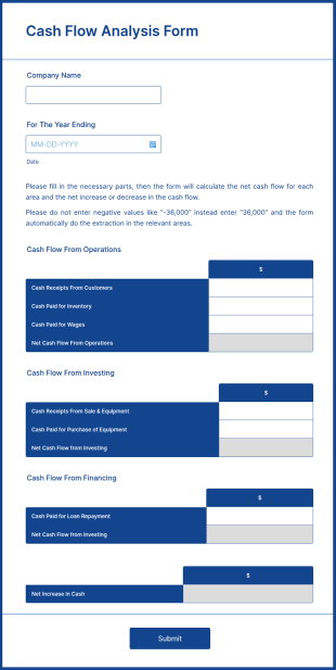 Cash Flow Analysis Form Template