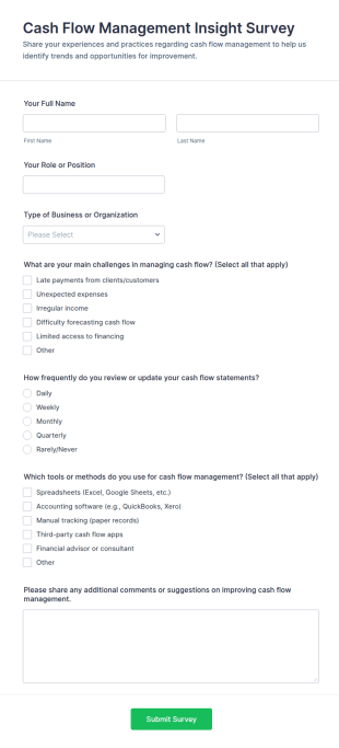 Cash Flow Management Insight Survey Form Template