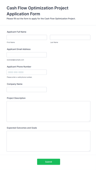 Cash Flow Optimization Project Application Form Template