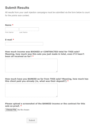 Cash Injection Intensive Submit Results 2019 Form Template