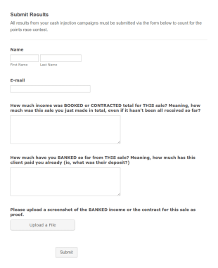 Cash Injection Intensive Submit Results 2019 Form Template