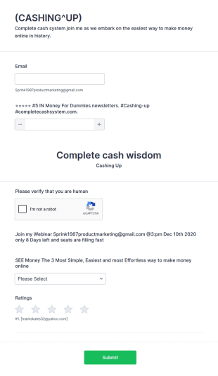 (Cashing^up) Form Template