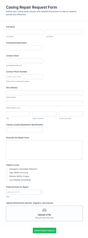 Casing Repair Request Form Template