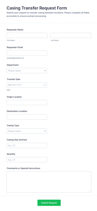 Casing Transfer Request Form Template