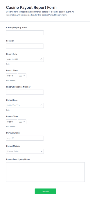 Casino Payout Report Form Template