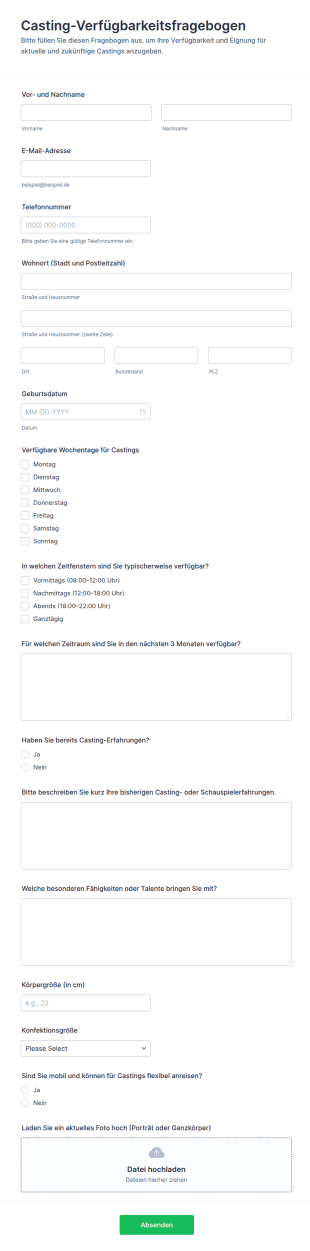 Casting Verfügbarkeitsbefragung