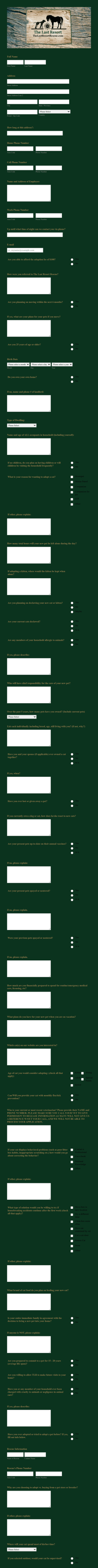 Cat Adoption Form Form Template