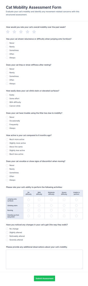 Cat Mobility Assessment Form Template