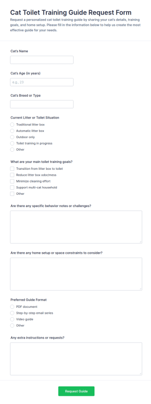 Cat Toilet Training Guide Request Form Template