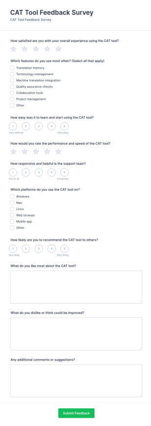 CAT Tool Feedback Survey Form Template