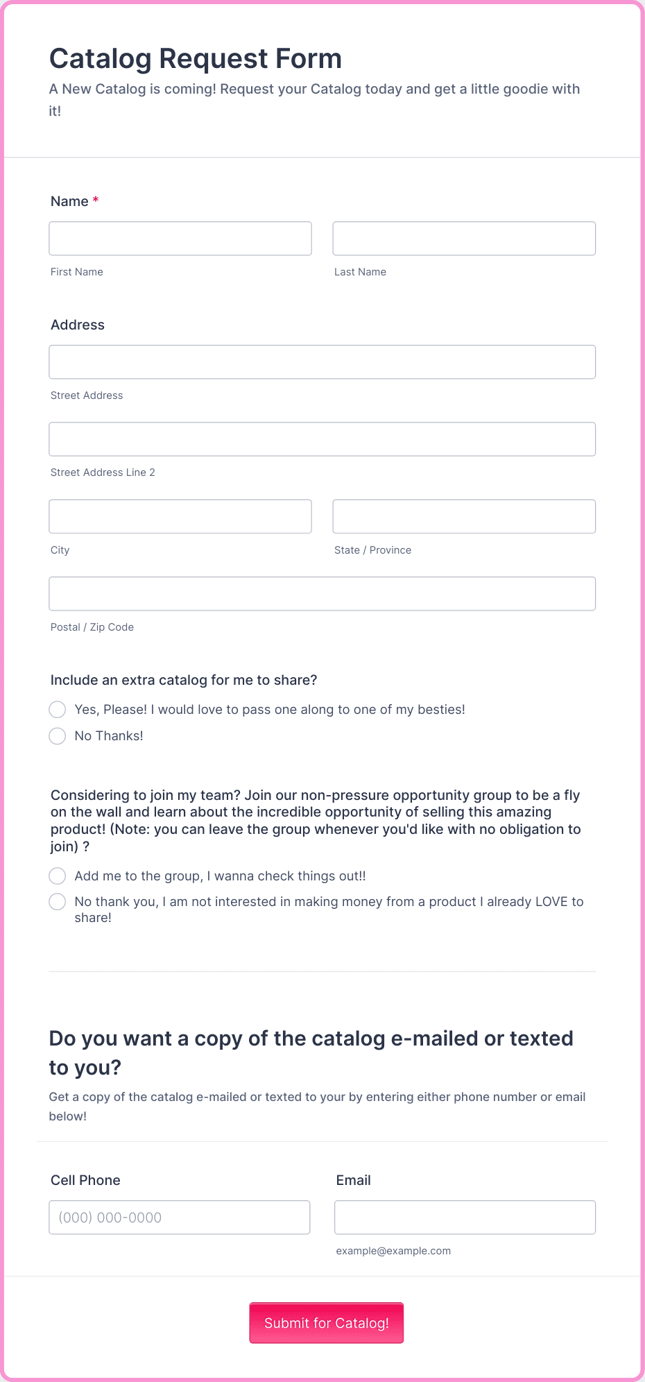 Catalog Request Form Template | Jotform