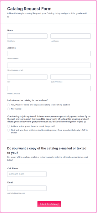 Catalog Request Form Template
