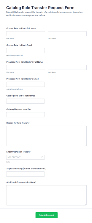 Catalog Role Transfer Request Form Template
