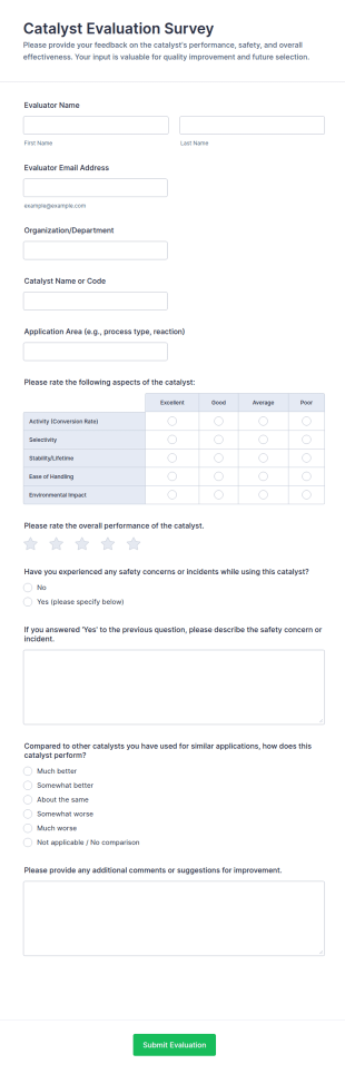Catalyst Evaluation Survey Form Template