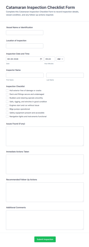Catamaran Inspection Checklist Form Template