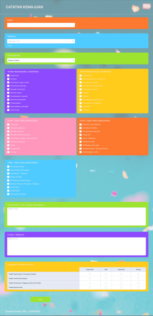 Catatan Kemajuan Konseling Sekolah Form Template