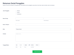 Catatan Panggilan Klien Form Template