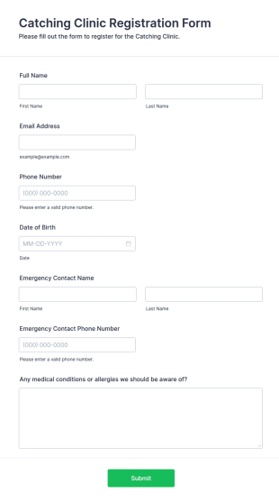 Catching Clinic Registration Form Template