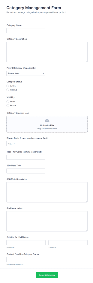Category Management Form Template