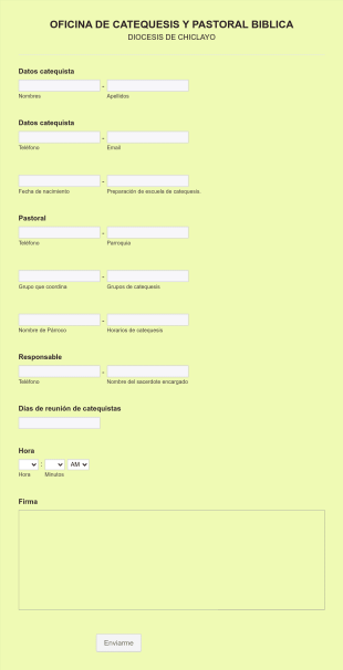Catequesis Y Pastoral Biblica Form Template
