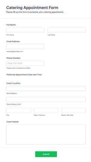 Catering Appointment Form Template