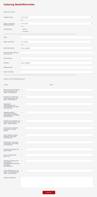 Catering Bestellformular