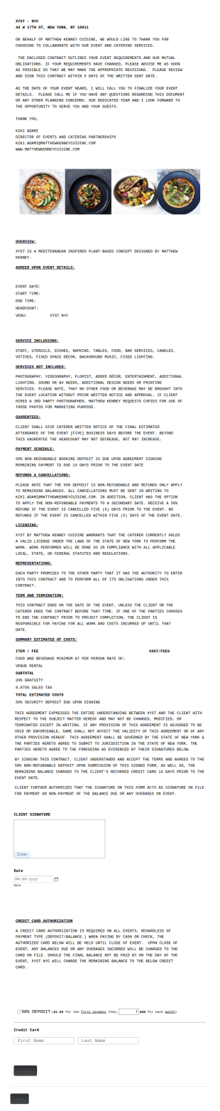 Catering Order & Contract Form Template