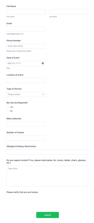 Catering Quote Request Form Template