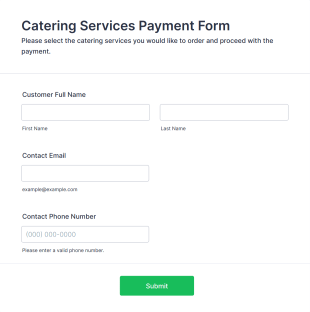 Catering Services Payment Form Template