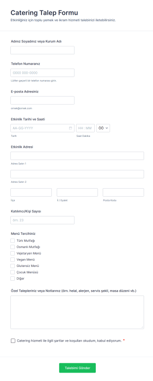 Catering Talep Form Template