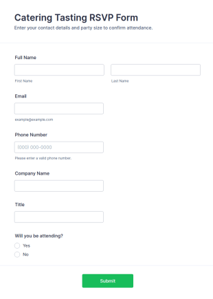 Catering Tasting RSVP Form Template