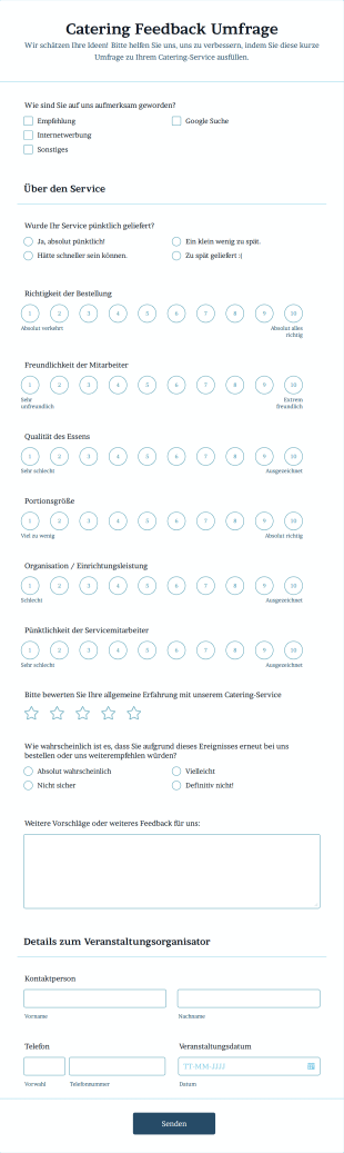 Catering Umfrage Form Template