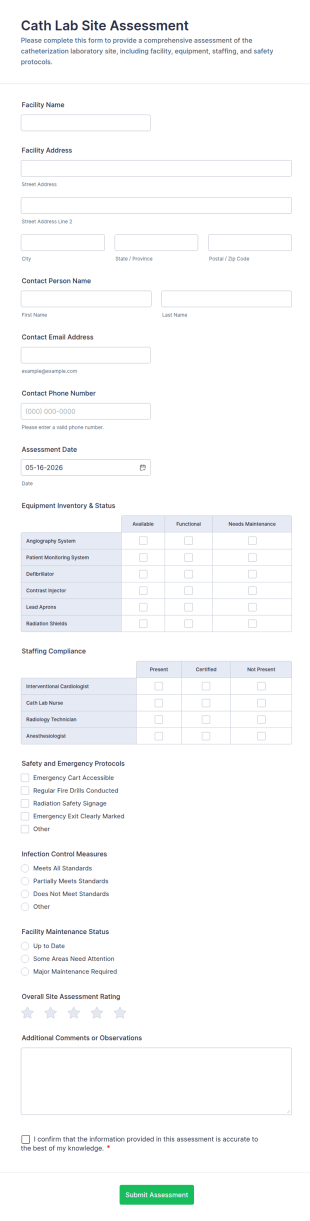 Cath Lab Site Assessment Form Template