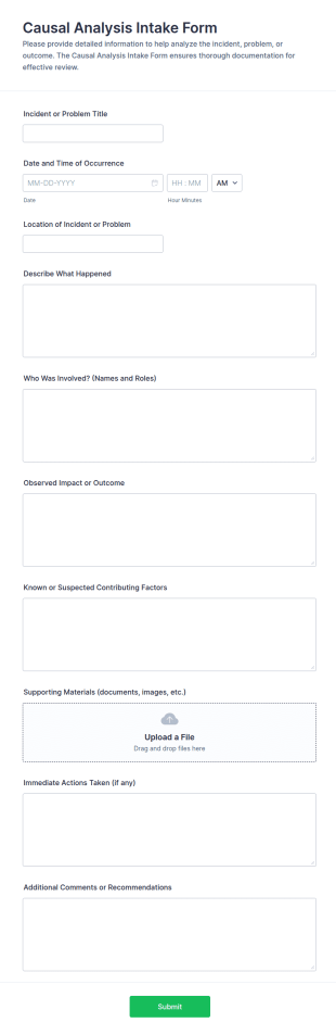 Causal Analysis Intake Form Template