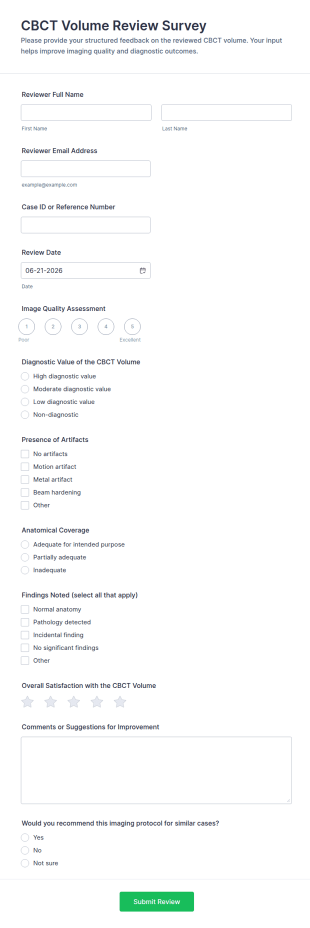 CBCT Volume Review Survey Form Template